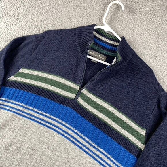 Eddie Bauer Other - Eddie Bauer 1/4 Zip Pullover Sweater Men's XL Striped Wool Arcylic Nylon Blend